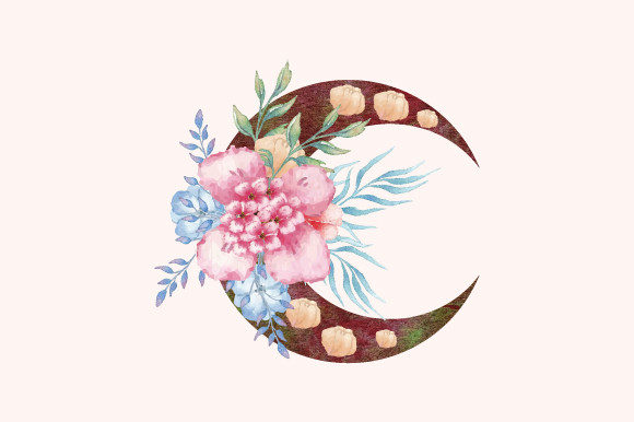 Discover the Versatility of Watercolor Floral Moon Clipart 474 for Your Creative Projects