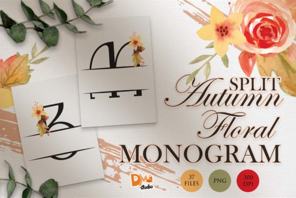 Elegant Autumn Floral Monogram Set