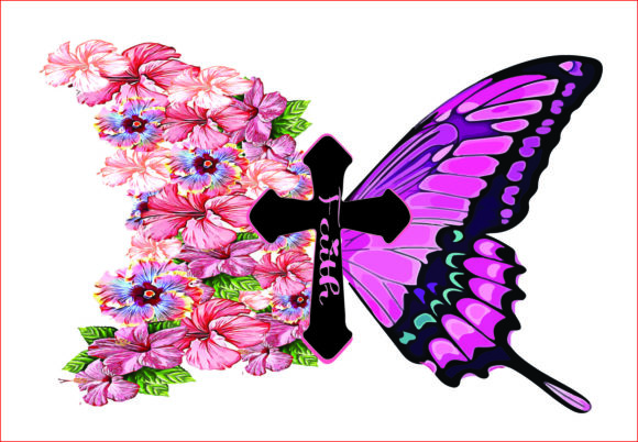 Embrace Creativity with Faith Hibbiscus Floral Butterfly PNG