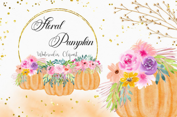 Enhance Your Creative Projects with Floral Pumpkin Watercolor Clipart