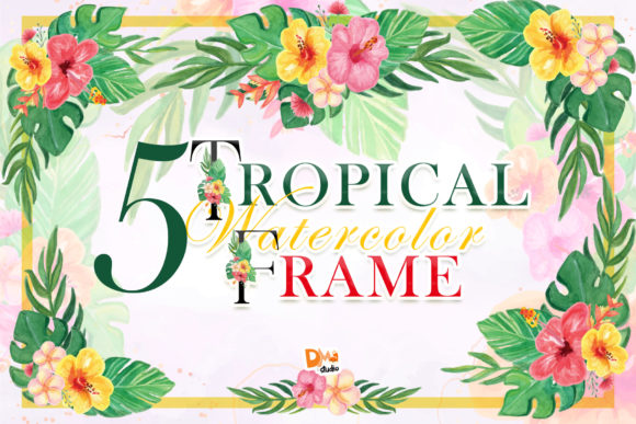 Enhance Your Projects with 5 Watercolour Tropical Frames