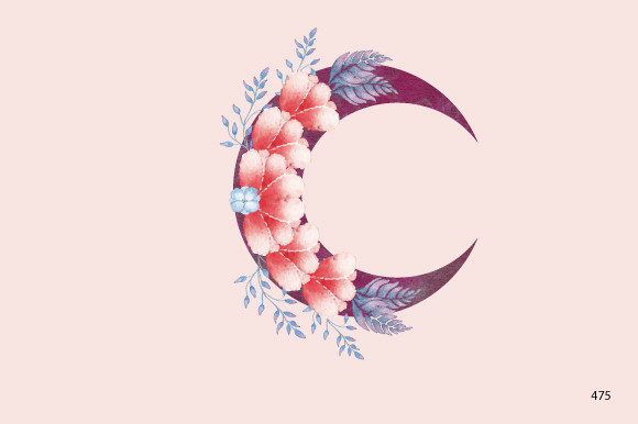 Exploring the Versatility of Watercolor Hand Painted Floral Moon 475