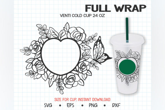 Heart Love Floral Design for Venti Cold Cups: A Guide to Customizing Your 24oz Coffee Cup