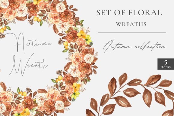 Set of Floral Autumn Wreaths PNG: A Versatile Design Essential