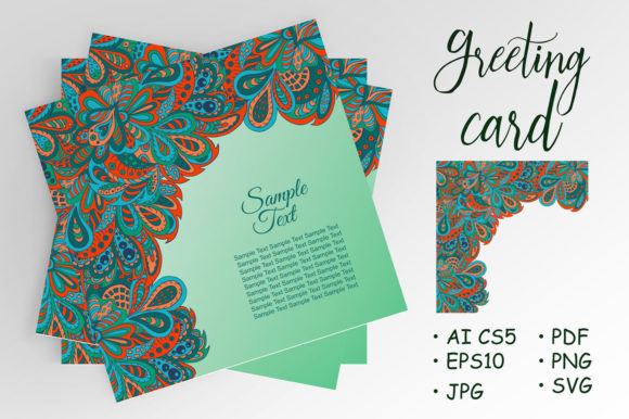 Strategic Use of Doodle Floral Ethnic Card Red and Marine for Enhanced Branding and Creativity