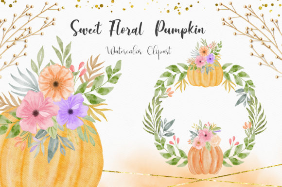 Sweet Floral Pumpkin Watercolor Clipart: A Versatile and Charming Addition to Your Creative Projects